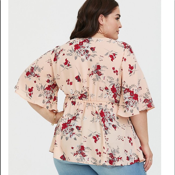 ❌SOLD❌ LILY PINK FLORAL GEORGETTE BABYDOLL BLOUSE - Picture 2 of 6